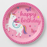 Enchanting Unicorn Birthday Paper Plates - 8.5"